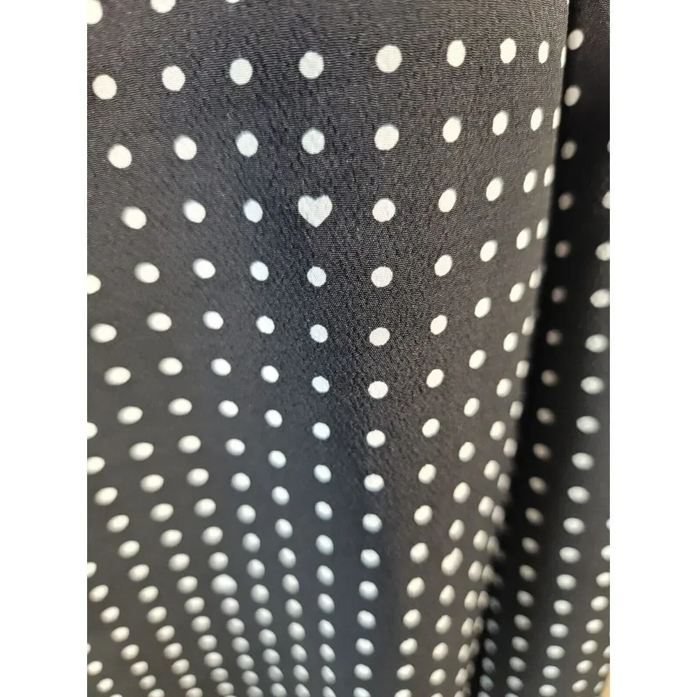 Karl Lagerfeld Paris Black White Polka Dot Hearts Crop Wide Leg Jumpsuit Size 2‎